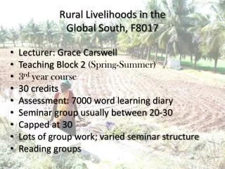 Rural Livelihoods in the Global South, F8017