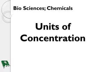 Units of Concentration