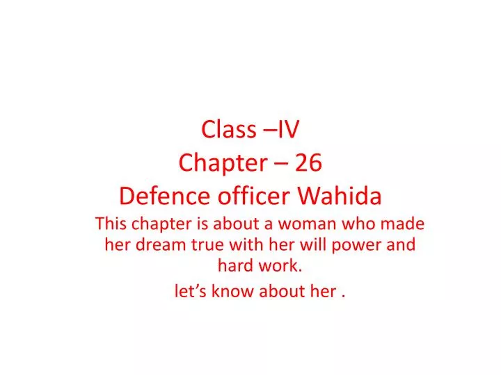 class iv chapter 26 defence officer wahida