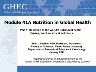 Module 41A Nutrition in Global Health