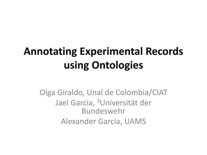 annotating experimental records using ontologies