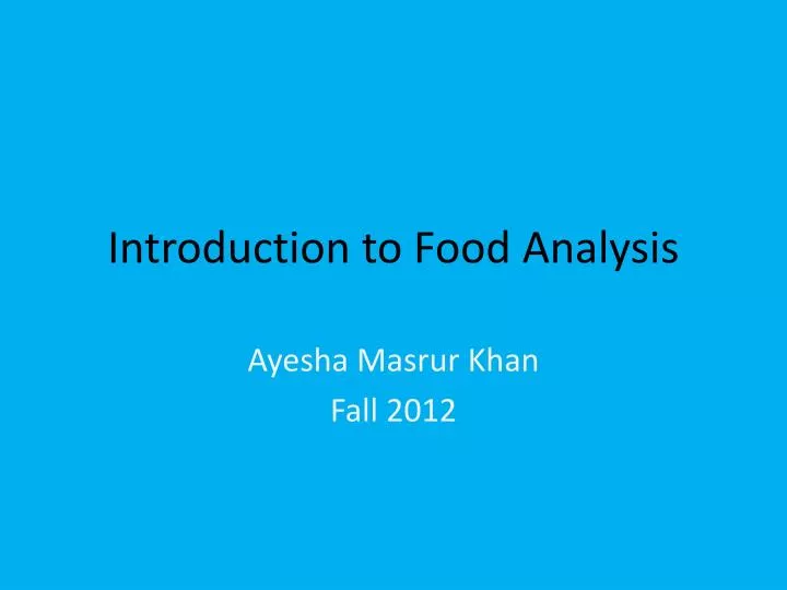 introduction to food analysis