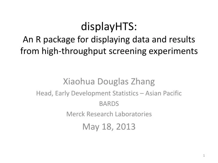 displayhts a n r package for displaying data and results from high throughput screening experiments