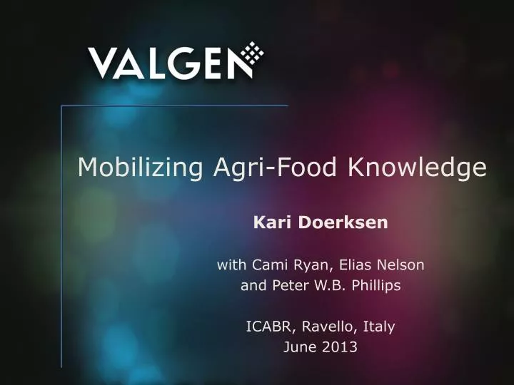 mobilizing agri food knowledge