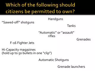 Which of the following should citizens be permitted to own?