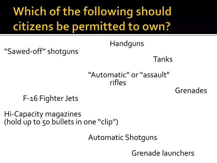 which of the following should citizens be permitted to own