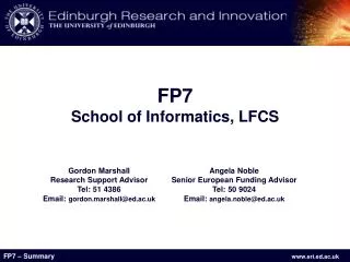 FP7 School of Informatics, LFCS
