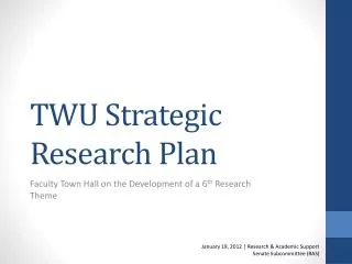 TWU Strategic Research Plan