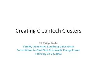 Creating C leantech Clusters