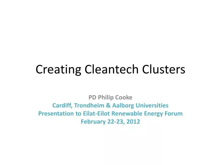 creating c leantech clusters