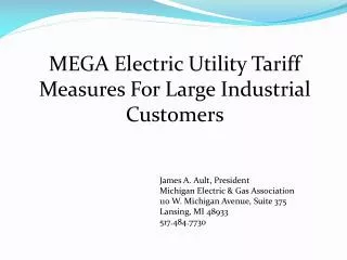 MEGA Electric Utility Tariff Measures For Large Industrial Customers