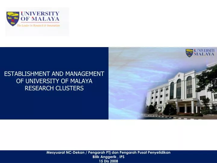 establishment and management of university of malaya research clusters