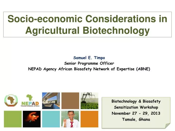 samuel e timpo senior programme officer nepad agency african biosafety network of expertise abne
