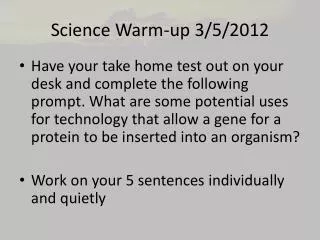 Science Warm-up 3/5/2012