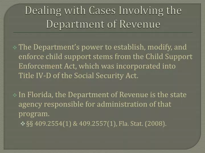 dealing with cases involving the department of revenue