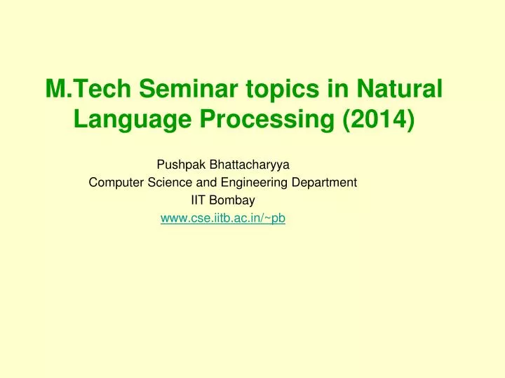 m tech seminar topics in natural language processing 2014