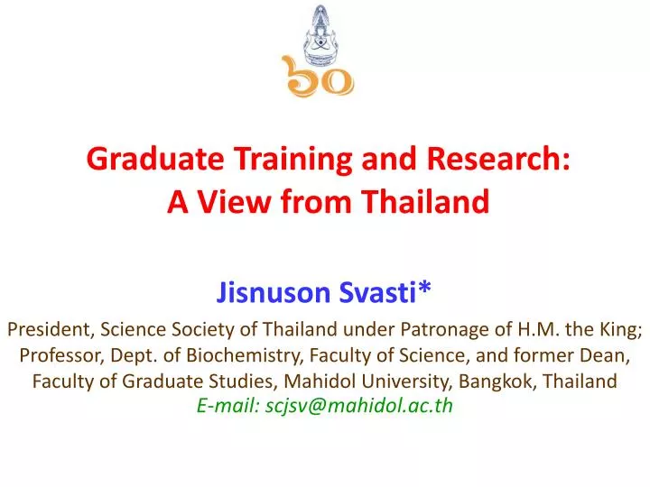 graduate training and research a view from thailand