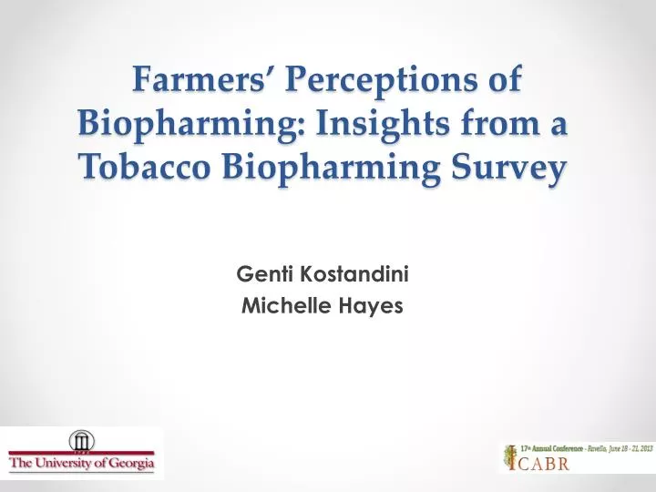 farmers perceptions of biopharming insights from a tobacco biopharming survey