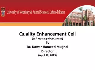 Quality Enhancement Cell (18 th Meeting of QECs Head) By Dr. Dawar Hameed Mughal Director (April 16, 2013)
