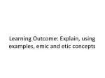 Learning Outcome: Explain, using examples, emic and etic concepts - slide 1