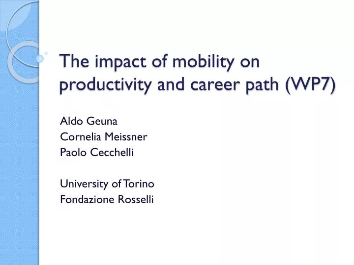 the impact of mobility on productivity and career path wp7