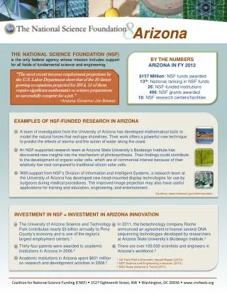 BY THE NUMBERS ARIZONA IN FY 2012