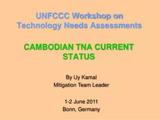 UNFCCC Workshop on Technology Needs Assessments