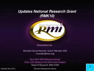 Updates National Research Grant (RMK10)