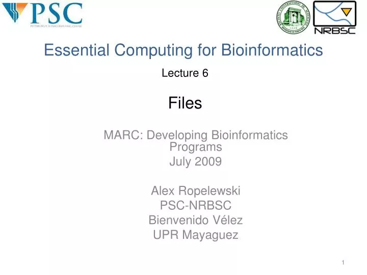 essential computing for bioinformatics