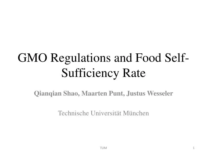 gmo regulations and food self sufficiency rate