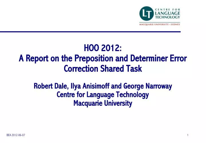 hoo 2012 a report on the preposition and determiner error correction shared task