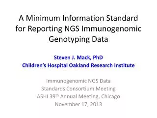 A Minimum Information Standard for Reporting NGS Immunogenomic Genotyping Data