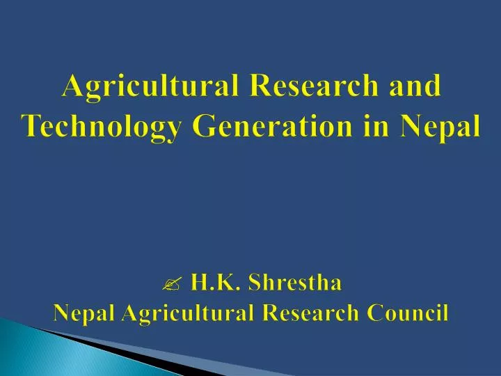 agricultural research and technology generation in nepal