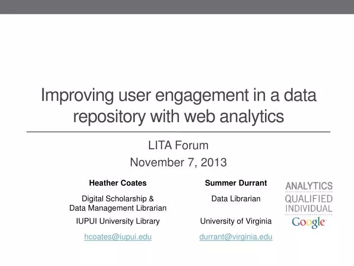 improving user engagement in a data repository with web analytics