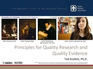 Principles for Quality Research and Quality Evidence