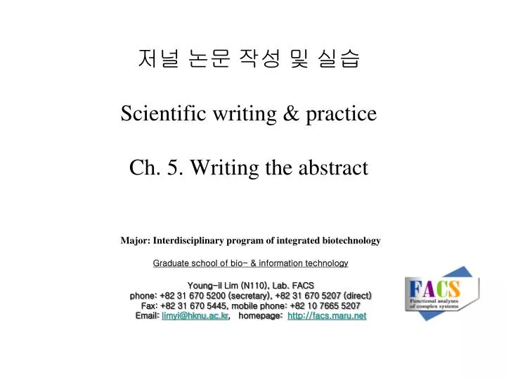 scientific writing practice ch 5 writing the abstract