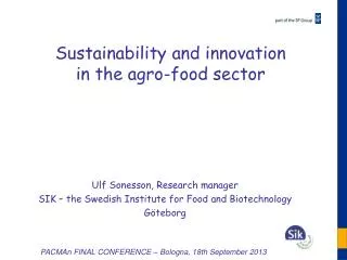 Sustainability and innovation in the agro-food sector