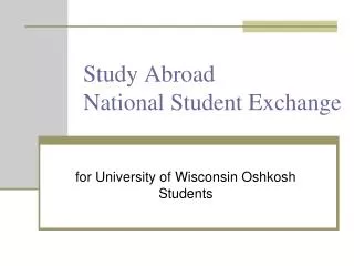 Study Abroad National Student Exchange