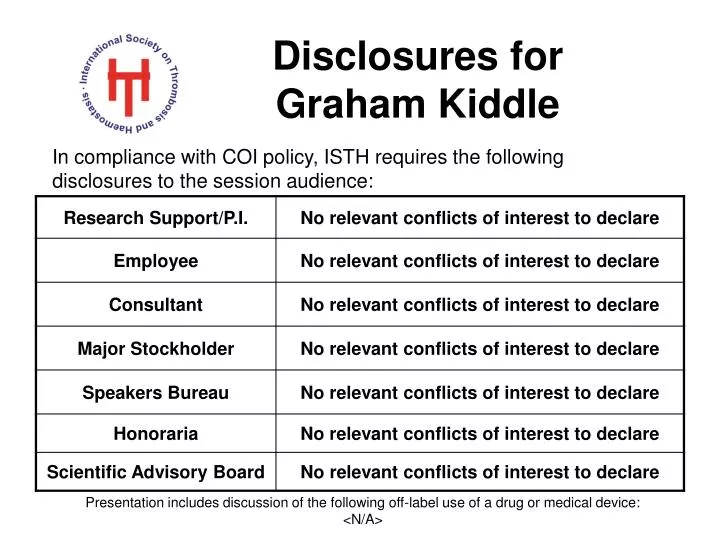 disclosures for graham kiddle