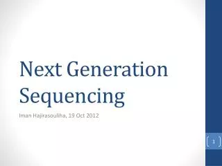 Next Generation Sequencing