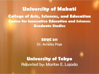 University of Makati College of Arts, Sciences, and Education Center for Innovative Education and Sciences Graduate Stu
