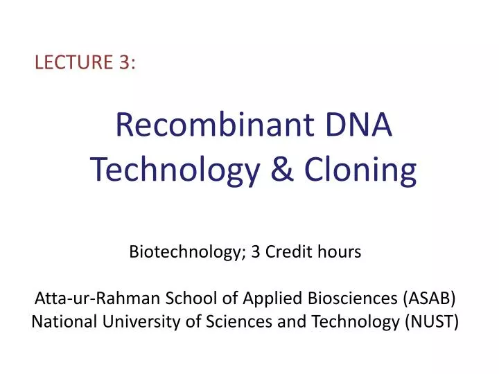 recombinant dna technology cloning