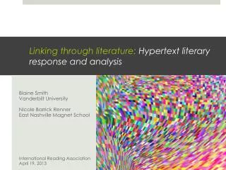 Linking through literature: Hypertext literary response and analysis