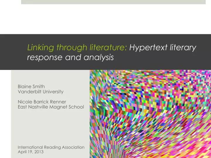 linking through literature hypertext literary response and analysis