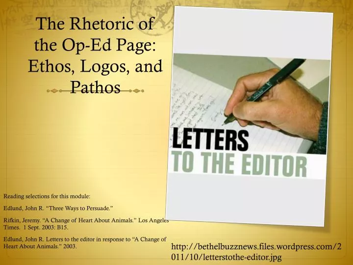 the rhetoric of the op ed page ethos logos and pathos