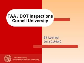 FAA / DOT Inspections Cornell University