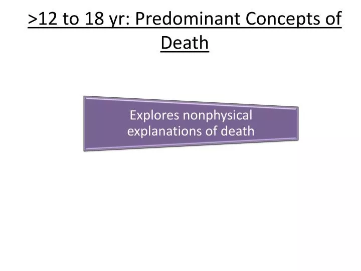 12 to 18 yr predominant concepts of death