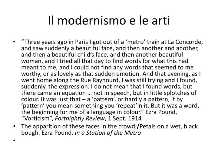 il modernismo e le arti
