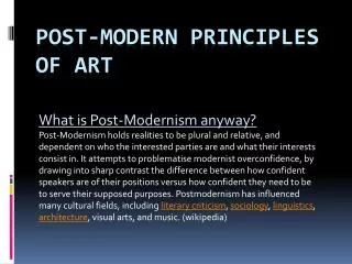 Post-Modern Principles of art