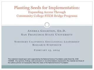 Planting Seeds for Implementation: Expanding Access Through Community College STEM Bridge Programs